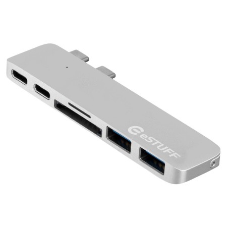 eSTUFF USB-C Slot-in Hub Pro Silver - Premium Connectivity Solution (ES84122-SILVER)